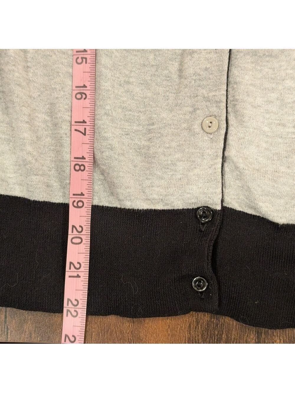 LOFT Women's Gray Cardigan with Black Trim 100% Pima Cotton,3/4 Sleeves Size XS - Picture 6 of 7